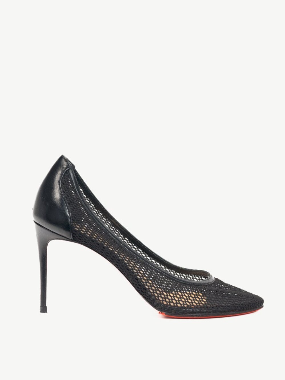 Christian Louboutin Filomena 85 Black Mesh & Leather Pumps